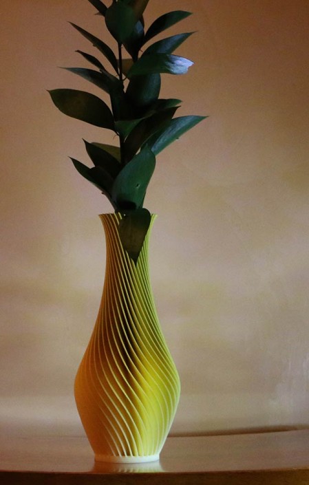 Artistic 3d printed spiral vase FDM