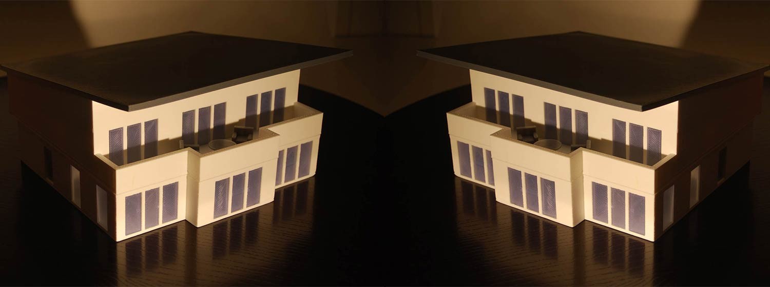 3D printed scale model house dark