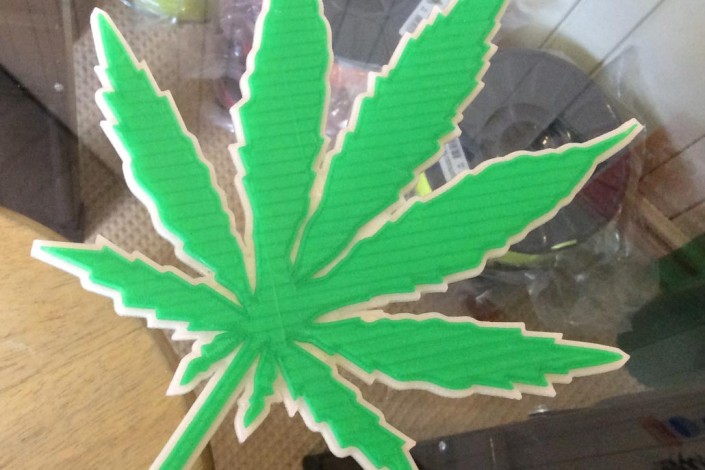 3D printed Marijuana leaf aspen